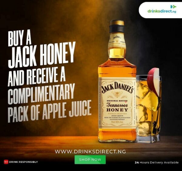 Jack Daniel Honey and Free Apple juice