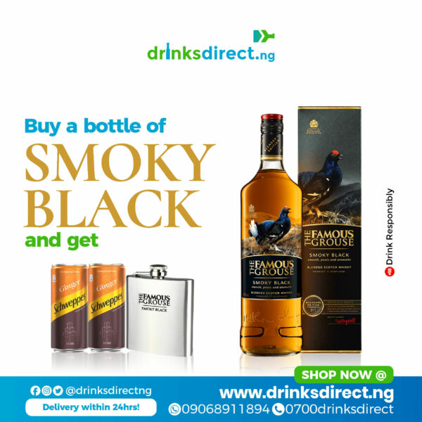 Famous Grouse Smoky Black 75cl + Hip Flask